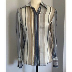 The Limited Sheer Striped Blouse Button Up Women’s Size S